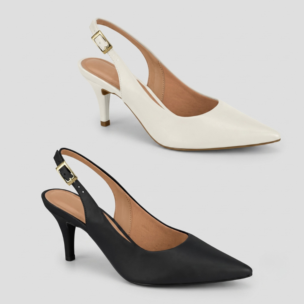Scarpin Vizzano Feminino Slingback Bico Fino Salto Médio Conforto Original