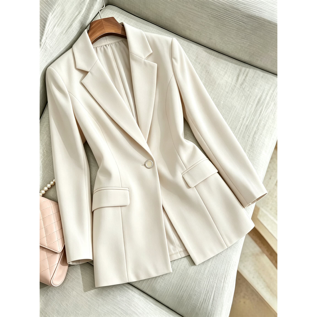 Blazer max alfaiataria feminino forrado com ombreira e botão social e elegante