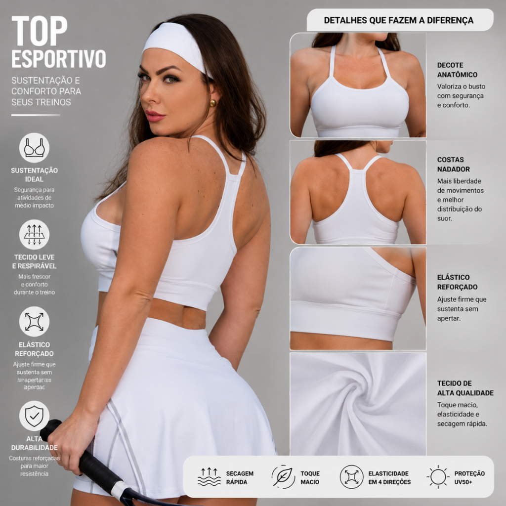 Top Nadador Fitness Alça Academia Básico Feminino Sem Transparência