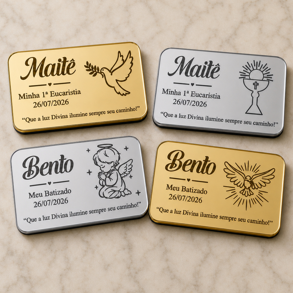 IMÃ DE GELADEIRA PERSONALIZADO COM NOME EM ACRILICO - LEMBRANCINHA BATIZADO, CRISMA, PRIMEIRA EUCARISTIA, EVENTOS