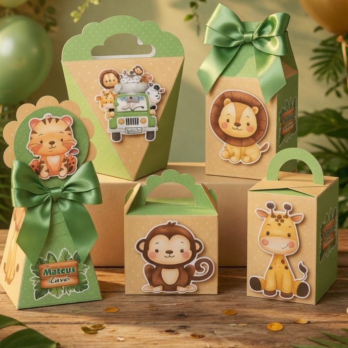 Kit Lembrancinhas Safari Personalizado – Festa Infantil Tema Safari-Caixinhas Personalizadas