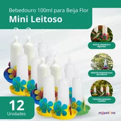 Kit 12 Un Bebedouro Beija Flor Passaros Mini 100ml Cores Mistas