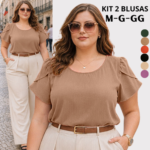 BLUSA FEMININA ELEGANTE KIT2 BLUSAS FEMININAS CONFORTÁVEL BLUSINHA FEMININO MODA SOCIAL ESTILOSA SOLTINHA ALTA QUALIDADE