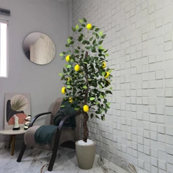 Limoeiro Artificial Ficus Verde Limão 150cm Vaso Liso Coluna Pedra