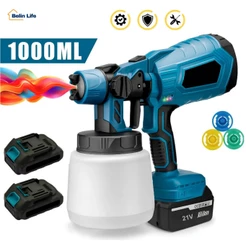 Pulverizador de Tinta a Bateria 21V Pistola de Pintura Elétrica com 2 Baterias 1000ml
