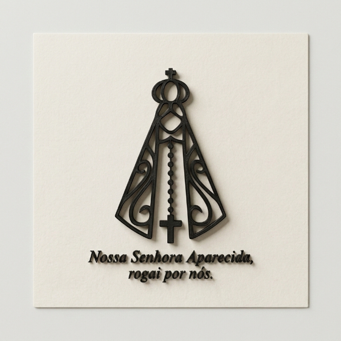 Decoração Nossa Senhora Aparecida 3D Placa Religiosa Escultura Parede