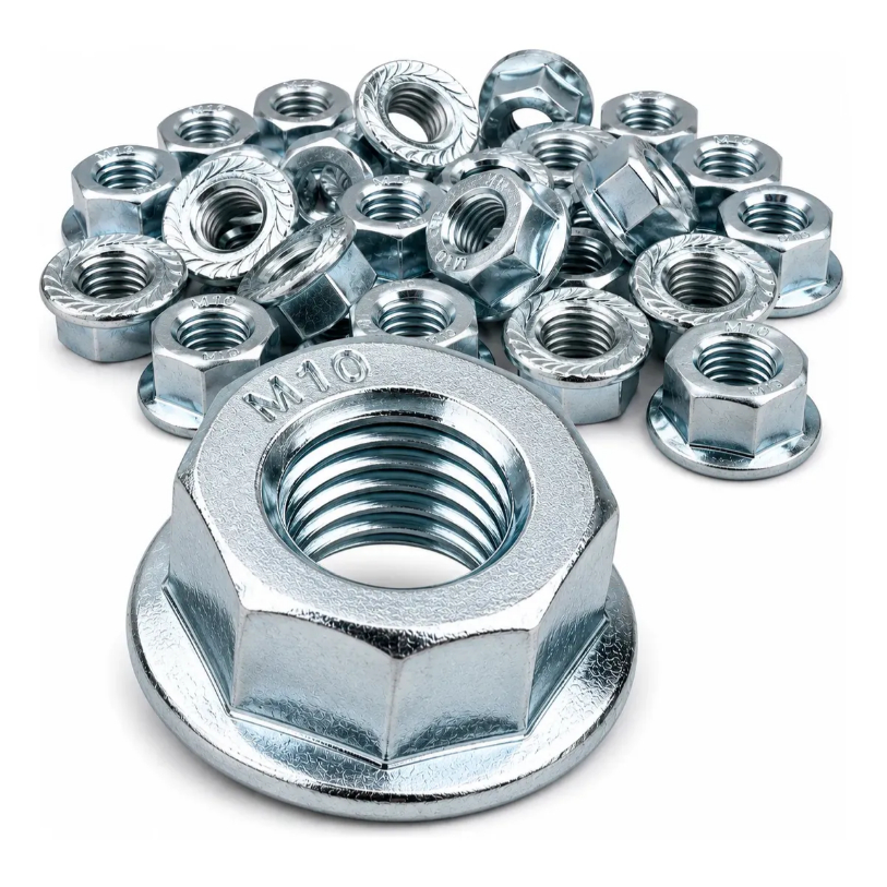 Kit 20 Porcas Flangeada Sextavada M10 1,25 Zincada Flange Universal