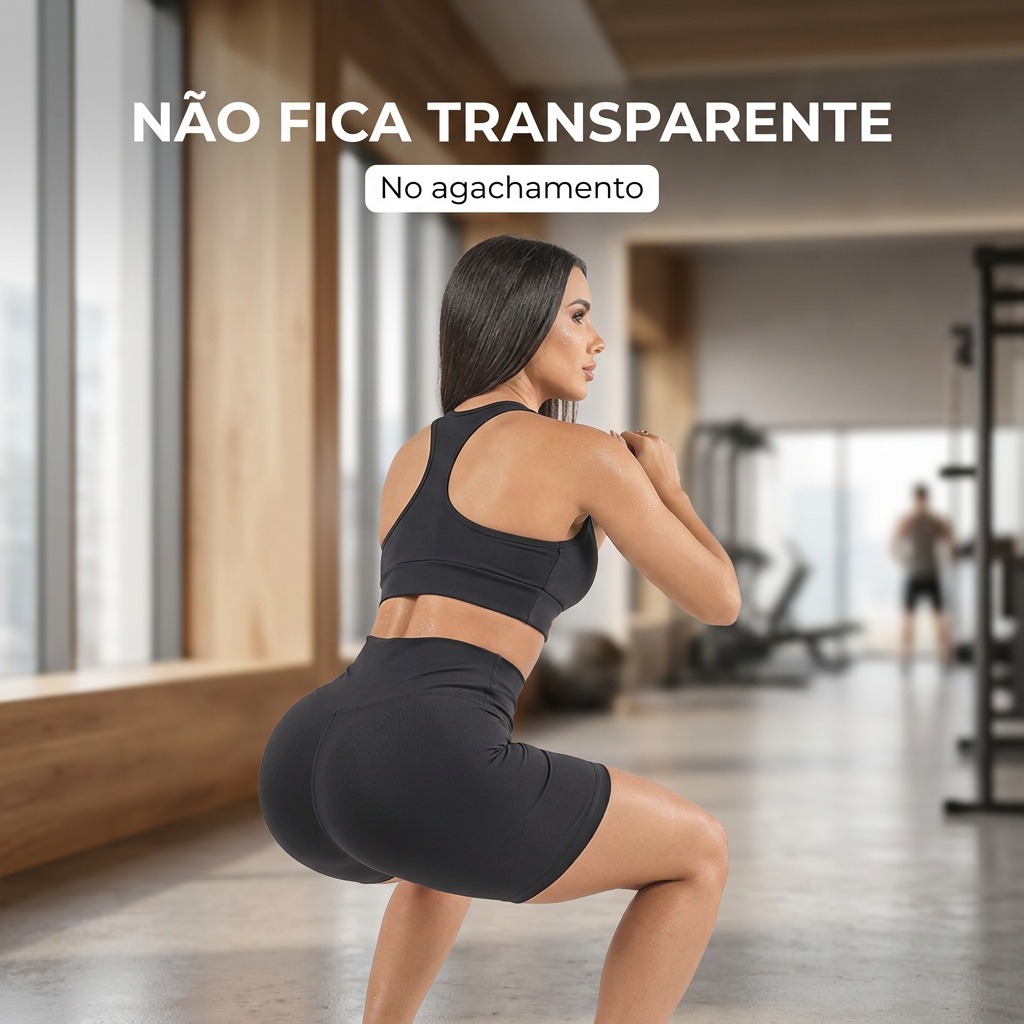 Conjunto de Academia Feminino Top e Short Suplex Zero Transparência Alta Sustentação