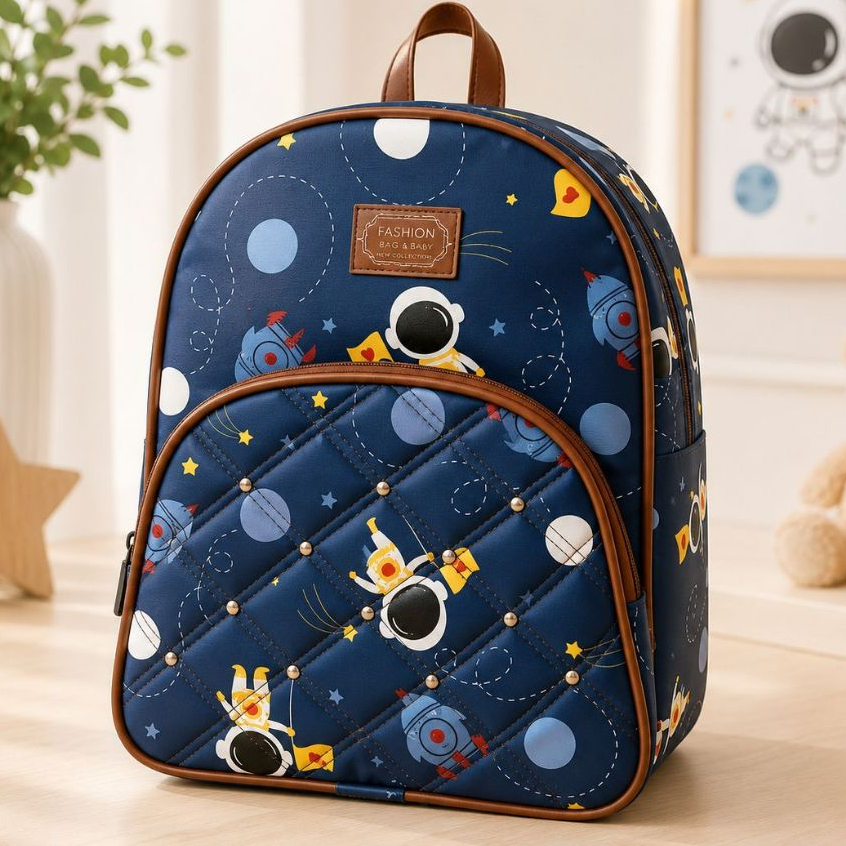 Mochila Infantil Maternidade Astronauta - Espaço Suficiente, Alças Ajustáveis e Estampas Divertidas