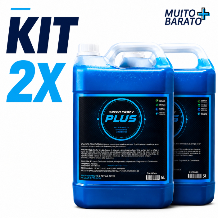 Kit Pretinho Para Pneu PLUS 5L 2 Unidades Pneu Brilhoso e Hidratado para Carros e Motos Speed Crazy