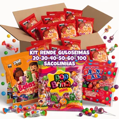 Kit Rende 20/30/40/50/60/100 Sacolinhas Lembrancinhas Aniversário Infantil Pipoquinha Bala Pirulito