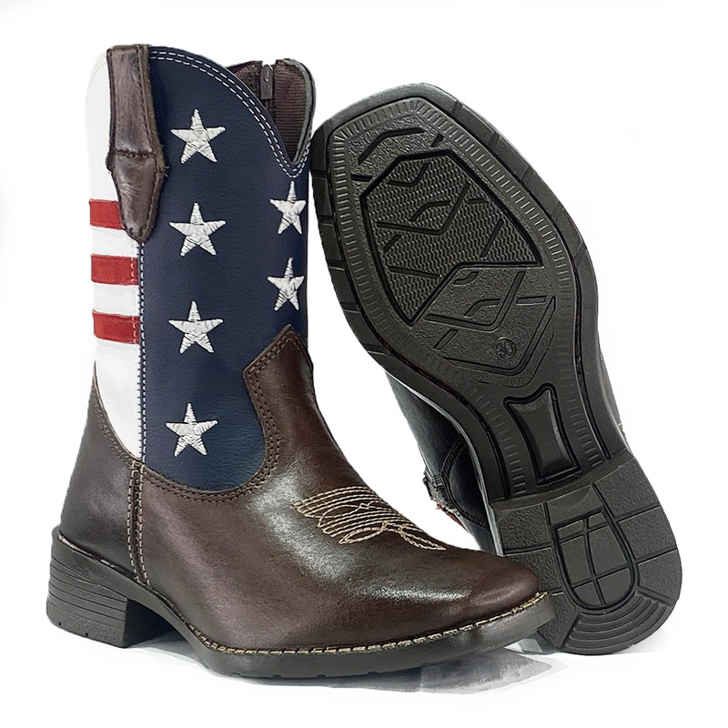 Bota Country Texana Infantil Couro Confortável Zíper Lateral Rodeio Festa Junina