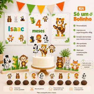 Kit Festa Banda dos animais/ festa em casa/ Mesversário/ Kit Festa ''Só um Bolinho