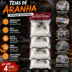 Teias De Aranha Artificial Decoração Halloween Teia Decorativa Branca Pacote Dia das Bruxas