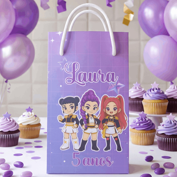 Sacolinha P Lembrancinha Personalizada Guerreiras do Kpop.