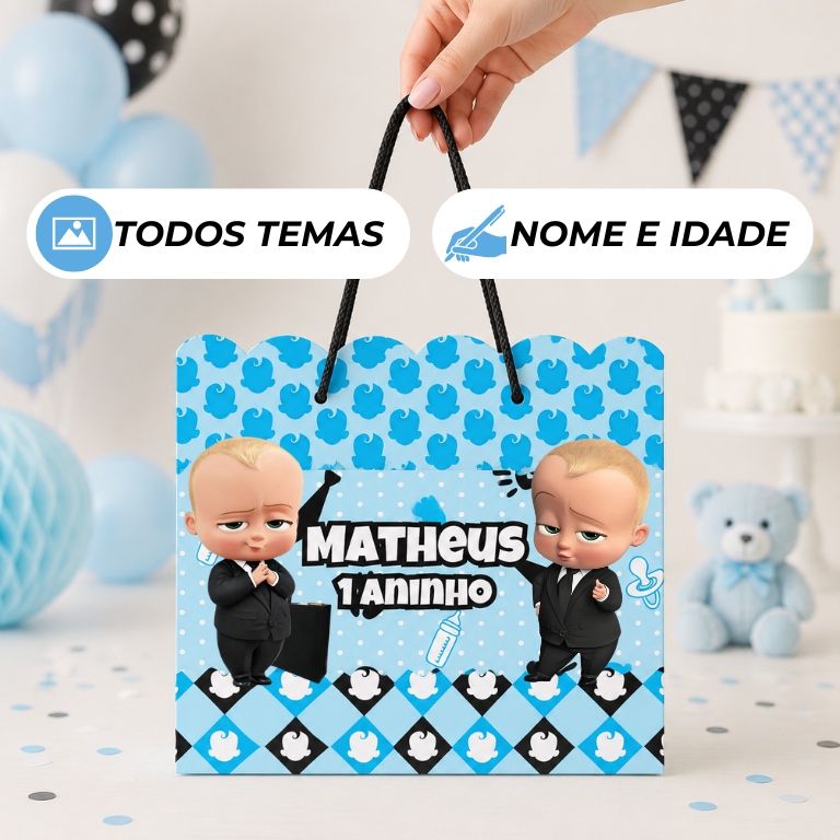 Kit 10 Sacolinhas Tema Poderoso Chefinho, Personalizadas para Lembrancinhas