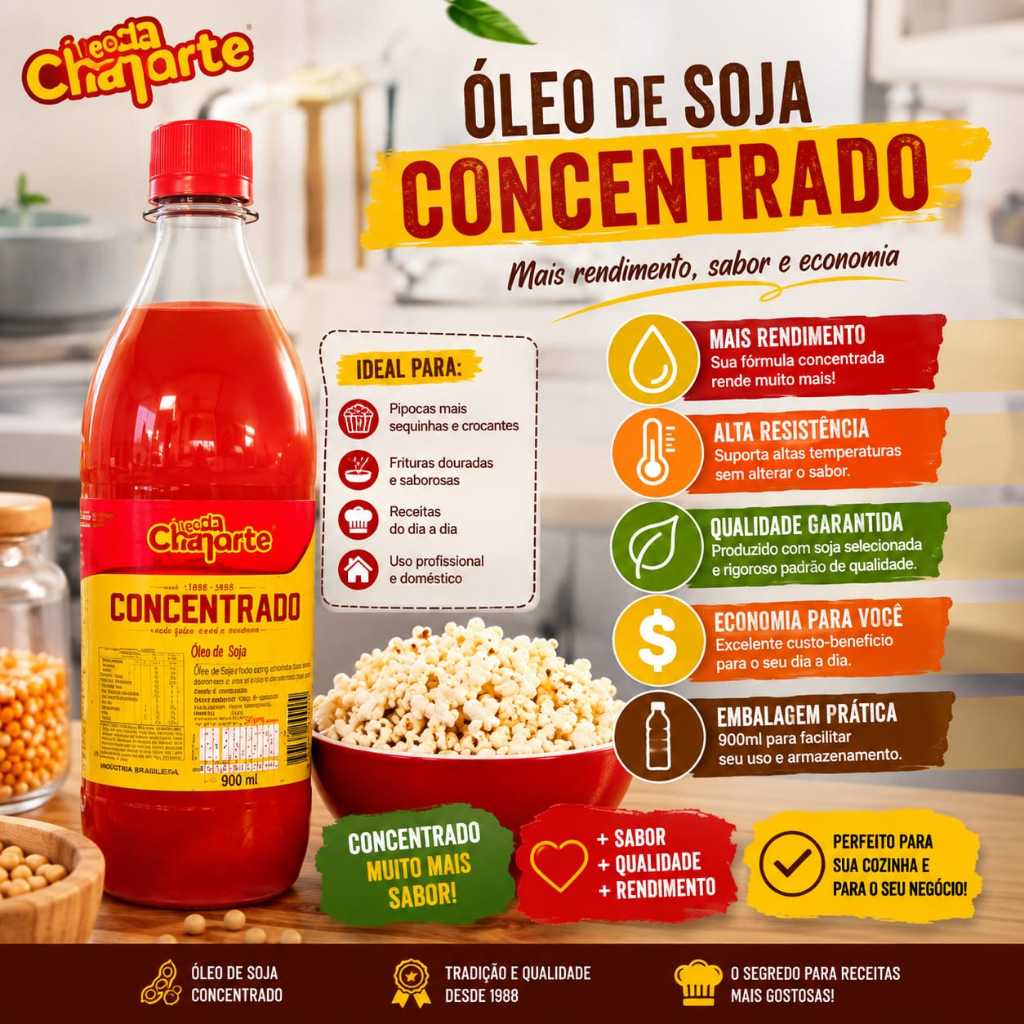 Óleo Pipoca Concentrado Sabor Manteiga Tipo Cinema 900ml Validade Longa
