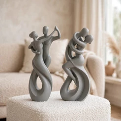 Kit 2 Esculturas Casal Dançando Decoração Moderna Estatueta Sala Quarto Aparador Rack Estante Enfeite Presente Namorados