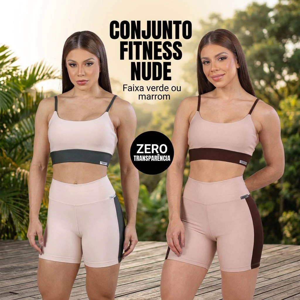 Conjunto Fitness Feminino com Top e Shorts Cós Alto Bojo Para Treinar