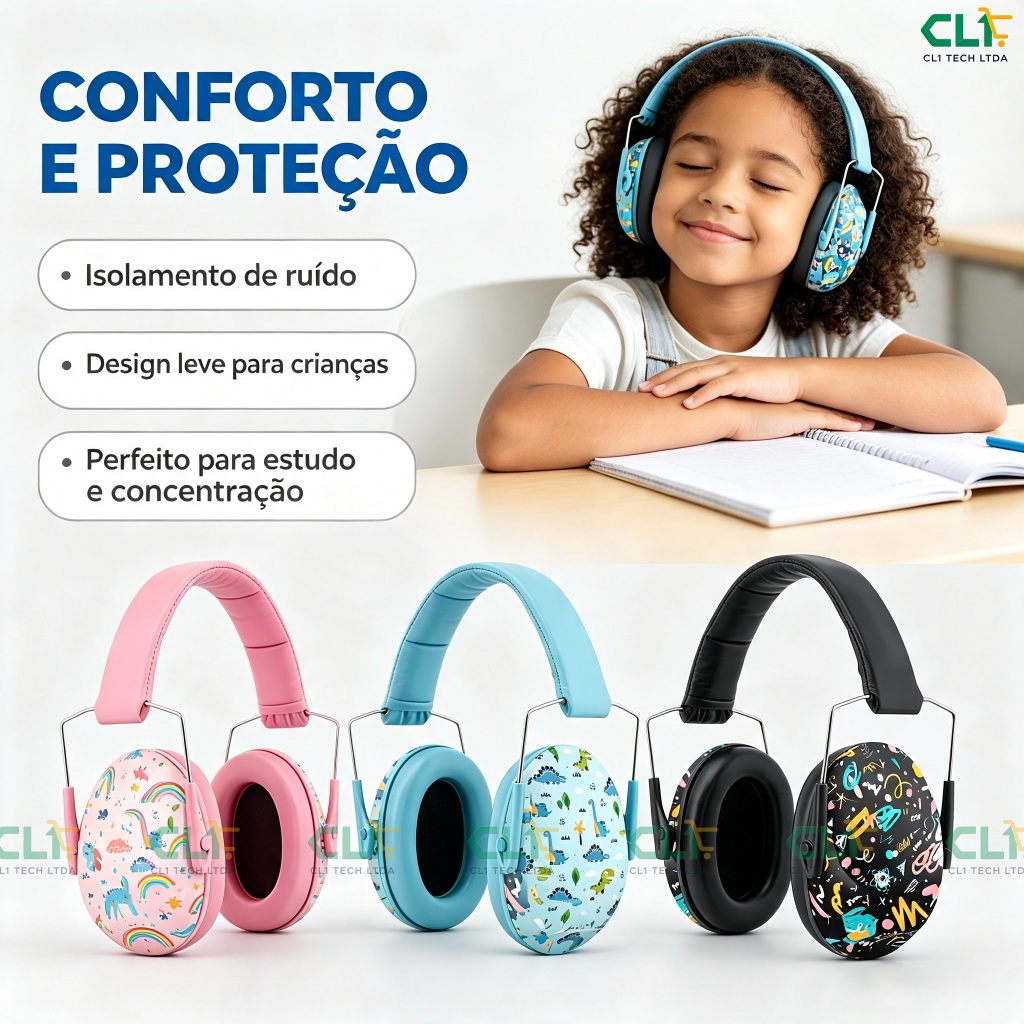 Abafador Ruído Proteção Auricular Tipo Concha 25DB Auditivo Tdah Segurança Autismo Adultos e crianças