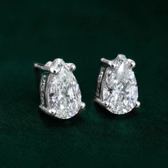 Brinco Gota Moissanite 5mm Detalhe Lateral Prata 925 Feminino Sofisticado