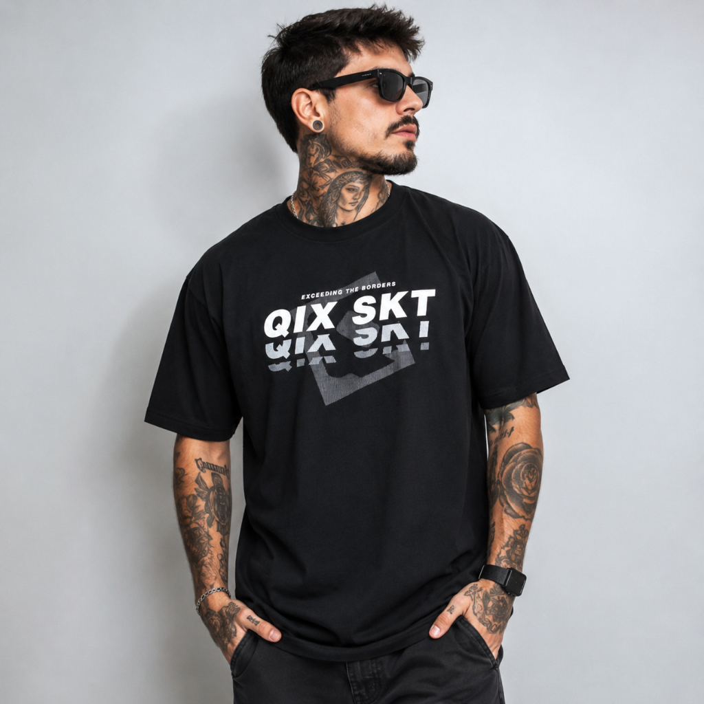 Camiseta QIX Three-Dimensional Original Skatista Moda Streetwear Masculina Feminnina