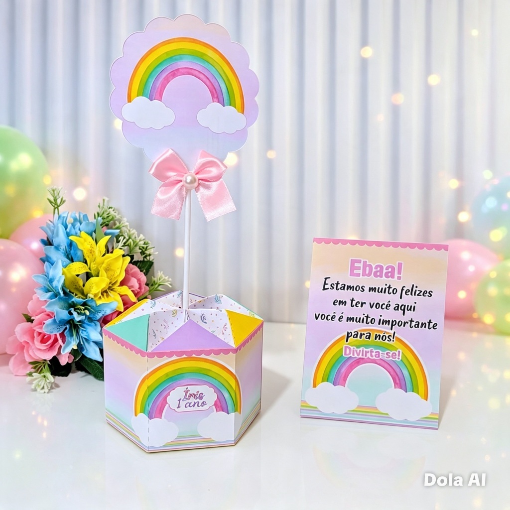 Centro de mesa Arco Íris Plaquinha | Enfeite de mesa |Lembrancinha | Festa | Personalizado