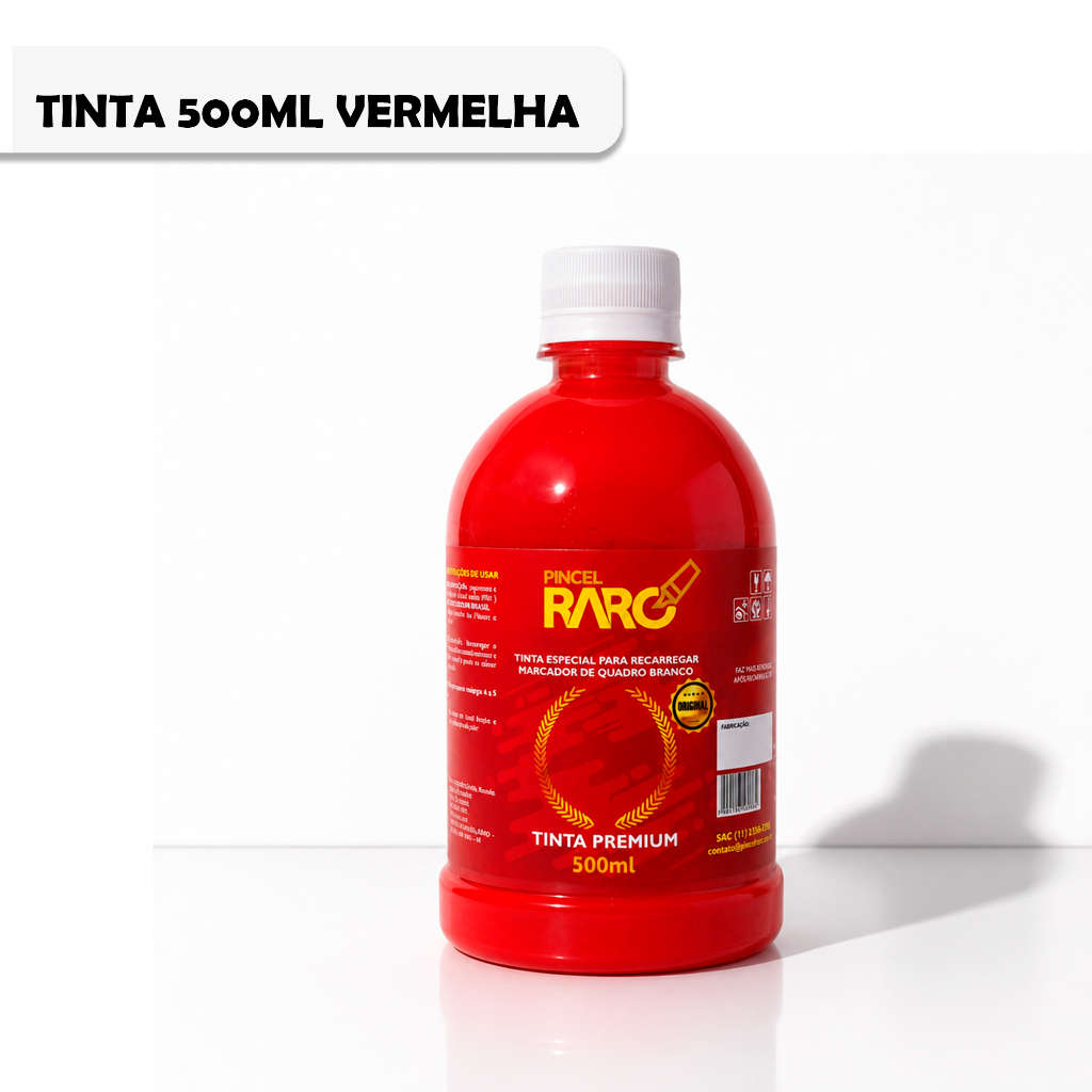 Tinta Especial Recarga Marcador Quadro Branco 500ml Vermelha Compatível Pilot Board Master Não Mancha Bico Dosador Fácil