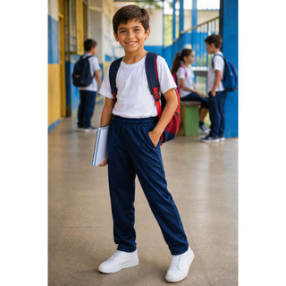 Calça Helanca INFANTIL Uniforme Escolar Com Bolso