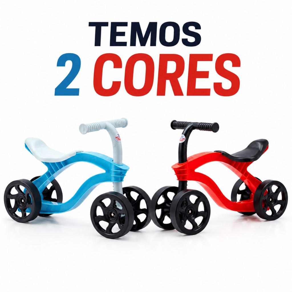 Bicicleta de Equilíbrio Infantil 4 Rodas Vermelha | Sem Pedal | Primeiros Passos com Segurança e Diversão