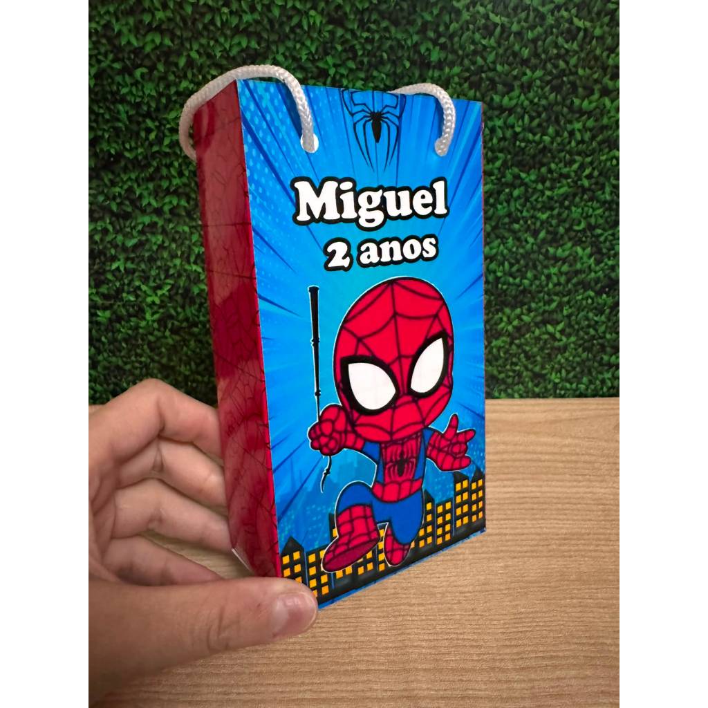 Sacolinhas Surpresas P Homem Aranha Baby Personalizada com nome Festa Infantil Chá Aniversário Lembrancinhas Spider Man