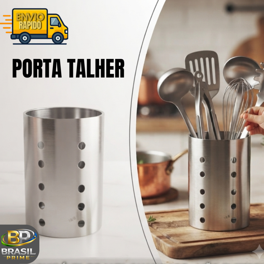 Suporte Porta Talheres Escorredor Louça Inox Redondo Pia