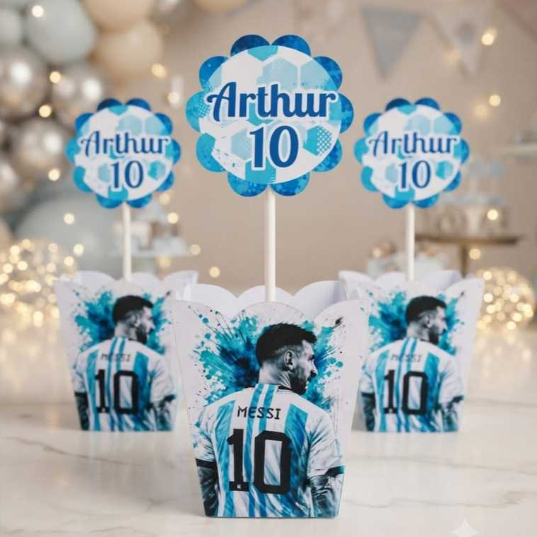 Cachepo - centro de mesa personalizado Messi futebol -Lembrancinhas-Pegue e Monte