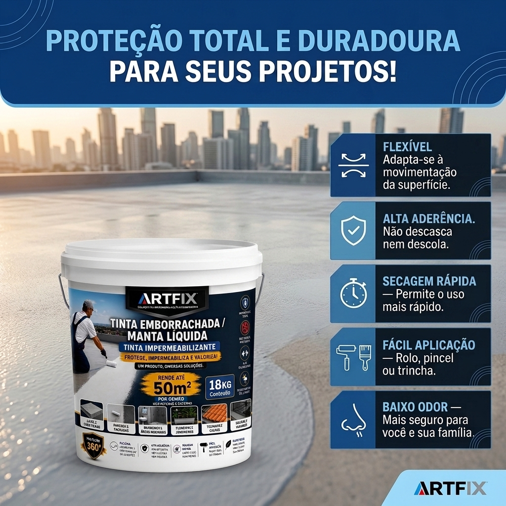 Manta Líquida Impermeabilizante 18Kg ARTFIX Aplicação a Frio Para Construção Civil