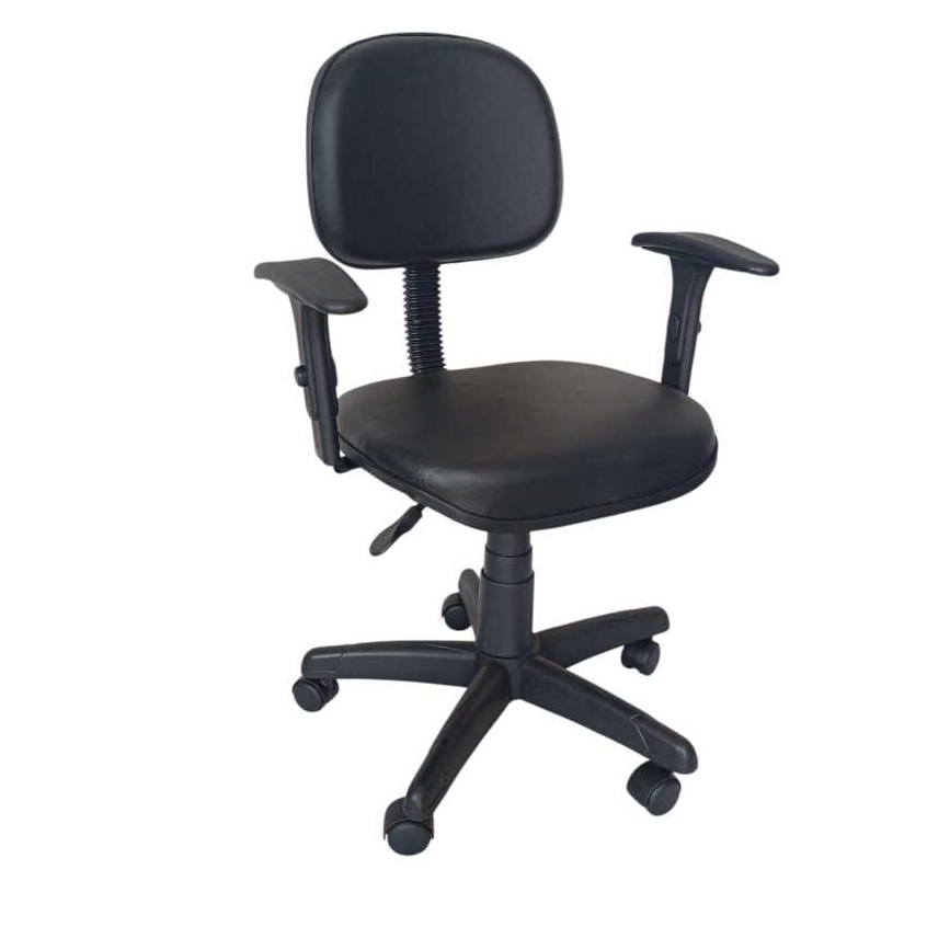 Cadeira Escritório Ergonômica Preta Home Office Giratória Braços Regulável Executiva Slin Corino