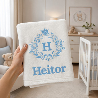 Manta para Bebê Personalizada com Nome Menino Menina Mantinha Fleece com inicial Letra
