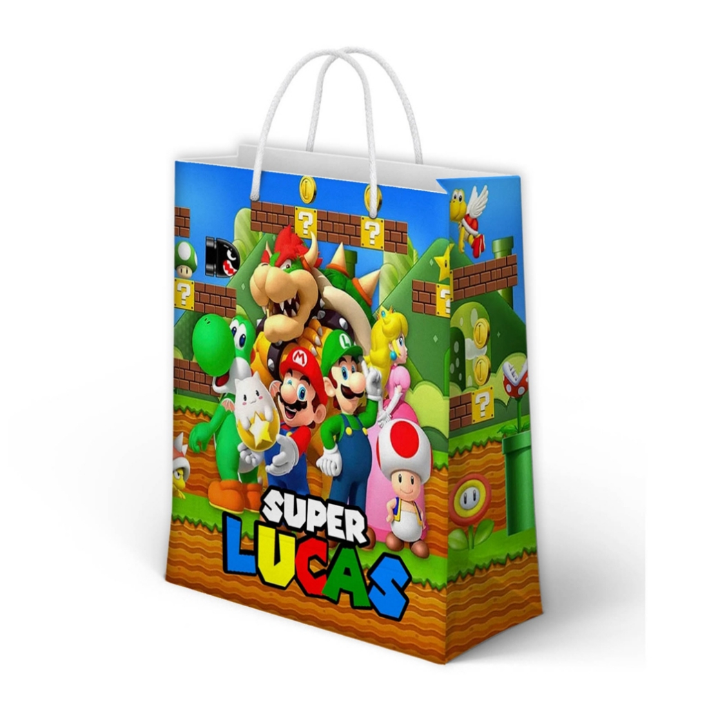 Sacolinha Super Mario Personalizada para Aniversário/ Lembrancinha Festa Infantil / Qualquer nome e idade
