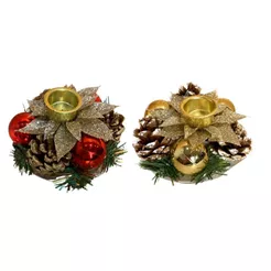 Kit 2 Castiçal Enfeite Decorativo Para Mesa Decoração Natal