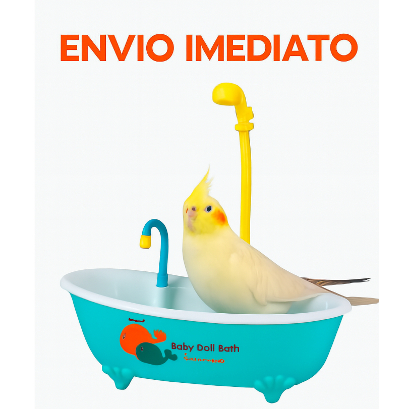 Banheira para Calopsita e Boneca com Chuveirinho – Ideal para Higiene e Diversão  Com Pilha