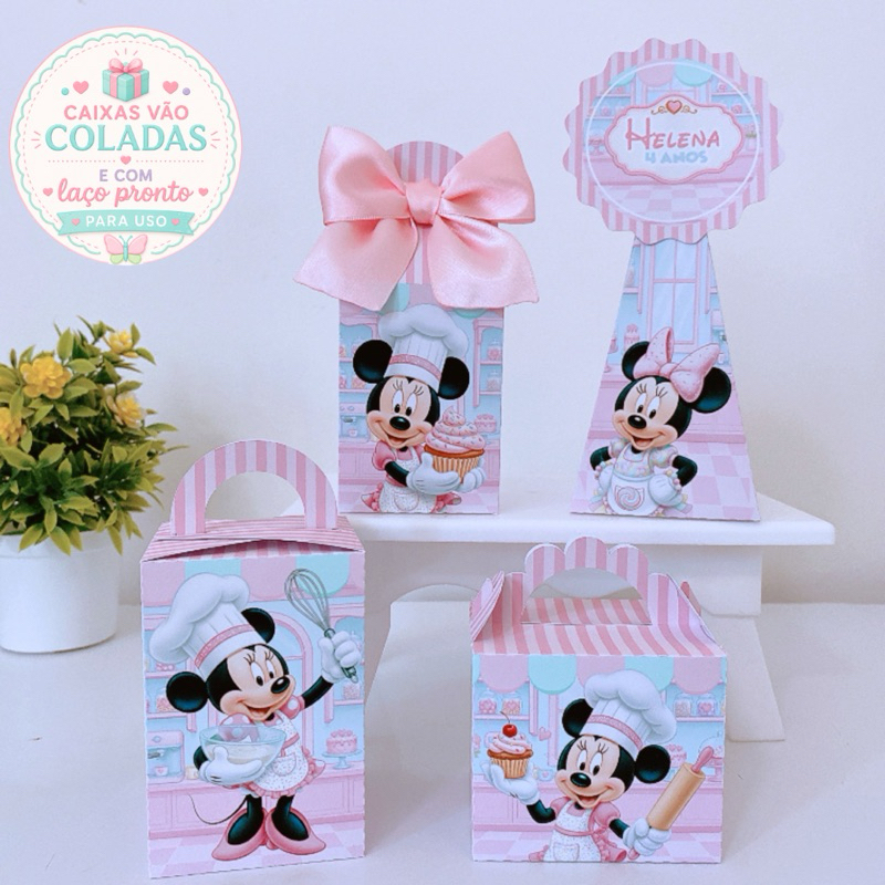Kit Festa Minnie Confeitaria Caixinhas Personalizadas Lembrancinhas Infantil Aniversário