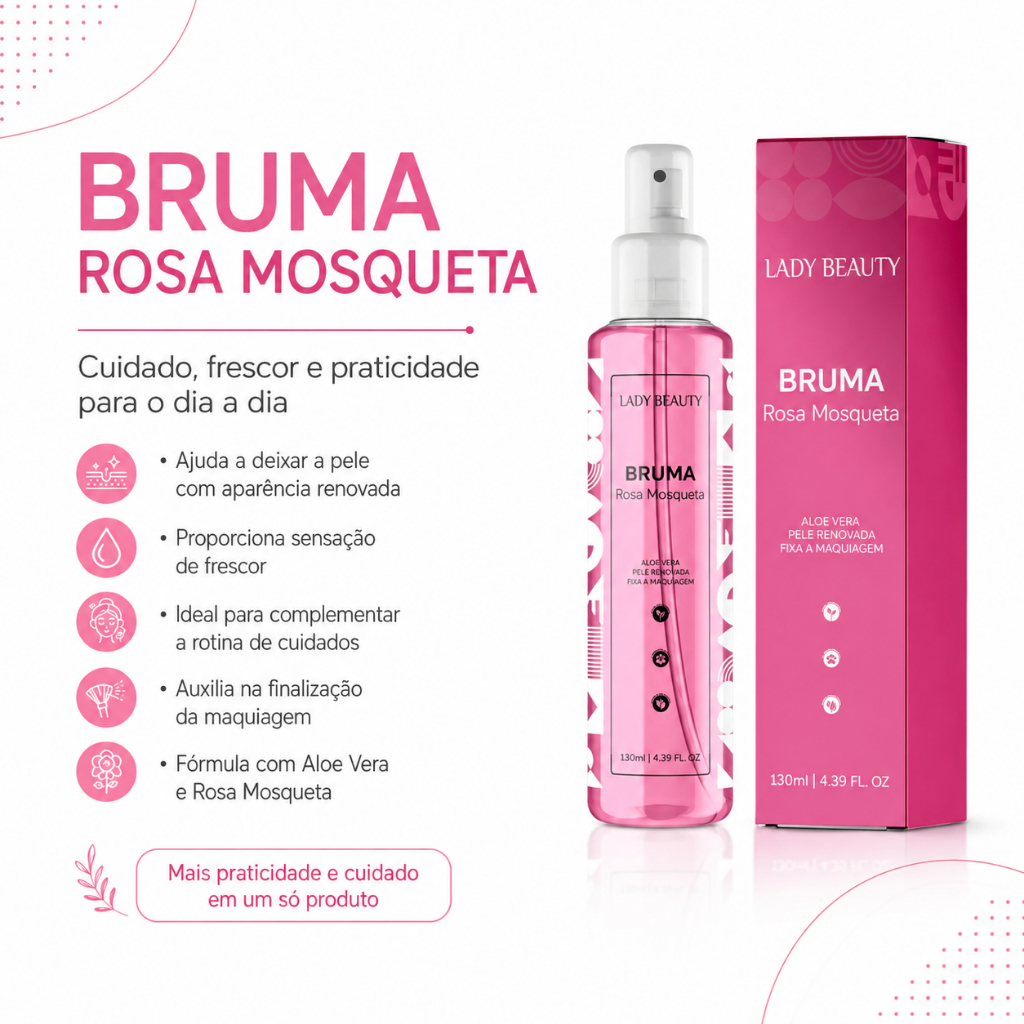 Bruma Facial Fixadora Rosa Mosqueta Maquiagem - 130ml