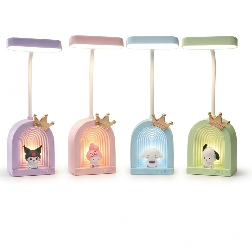 Luminária De Mesa Recarregável Usb Led Kuromi Abajur Infantil Luz Noturna Haste Flexível