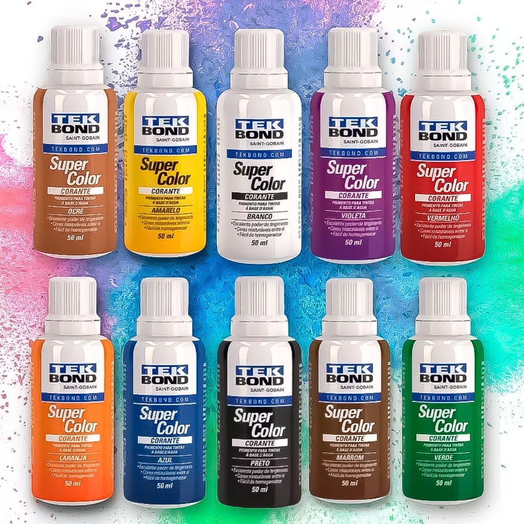 Pigmento Corante Várias Cores TekBond Bisnaga 50ml Para Roupas Tecidos Parede Tintas Construção