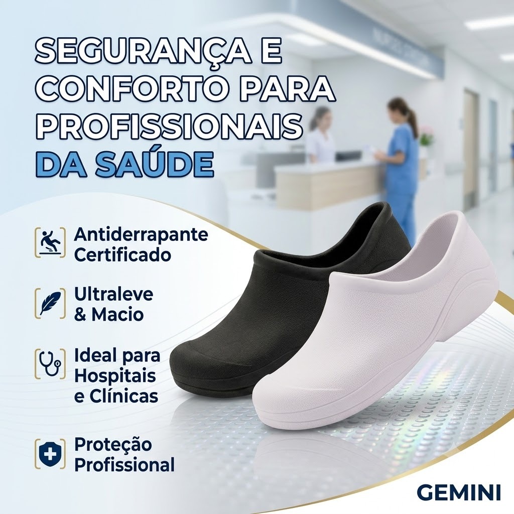 Sapato Profissional Eva Antiderrapante Leve Confortável Enfermagem Limpeza  Unisex