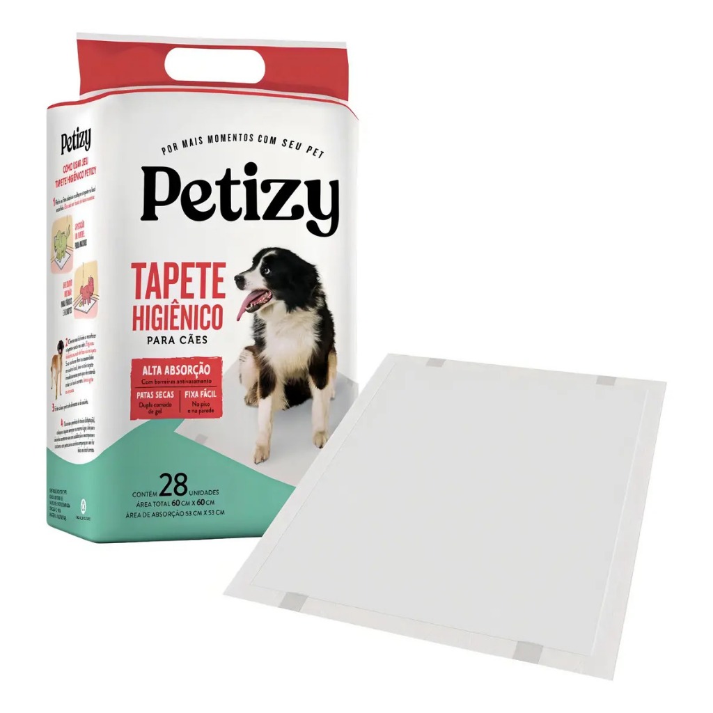Imagem Kit 28 Tapetes Higiênicos para Cães 60x60cm Alta Absorção Antivazamento e Controle de Odores