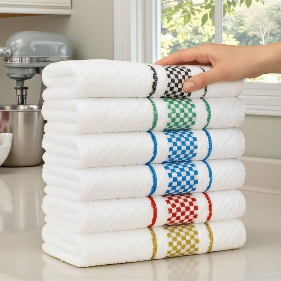Kit 10 Pano De Copa Atoalhado Luma Jacquard 40x65Cm Cozinha Sortidos