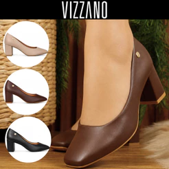 Scarpin Bico Quadrado Vizzano Salto Bloco Médio 1373.101