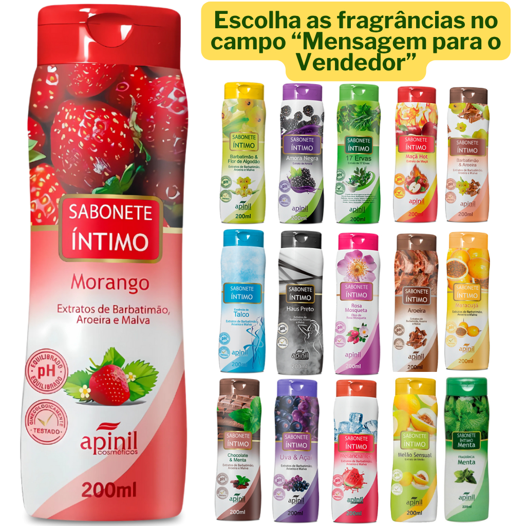 kit Sabonete intimo feminino 200ml Apinil | Uso Diário | pH equilibrado| kit com 6, 10, 12, 15, 24.