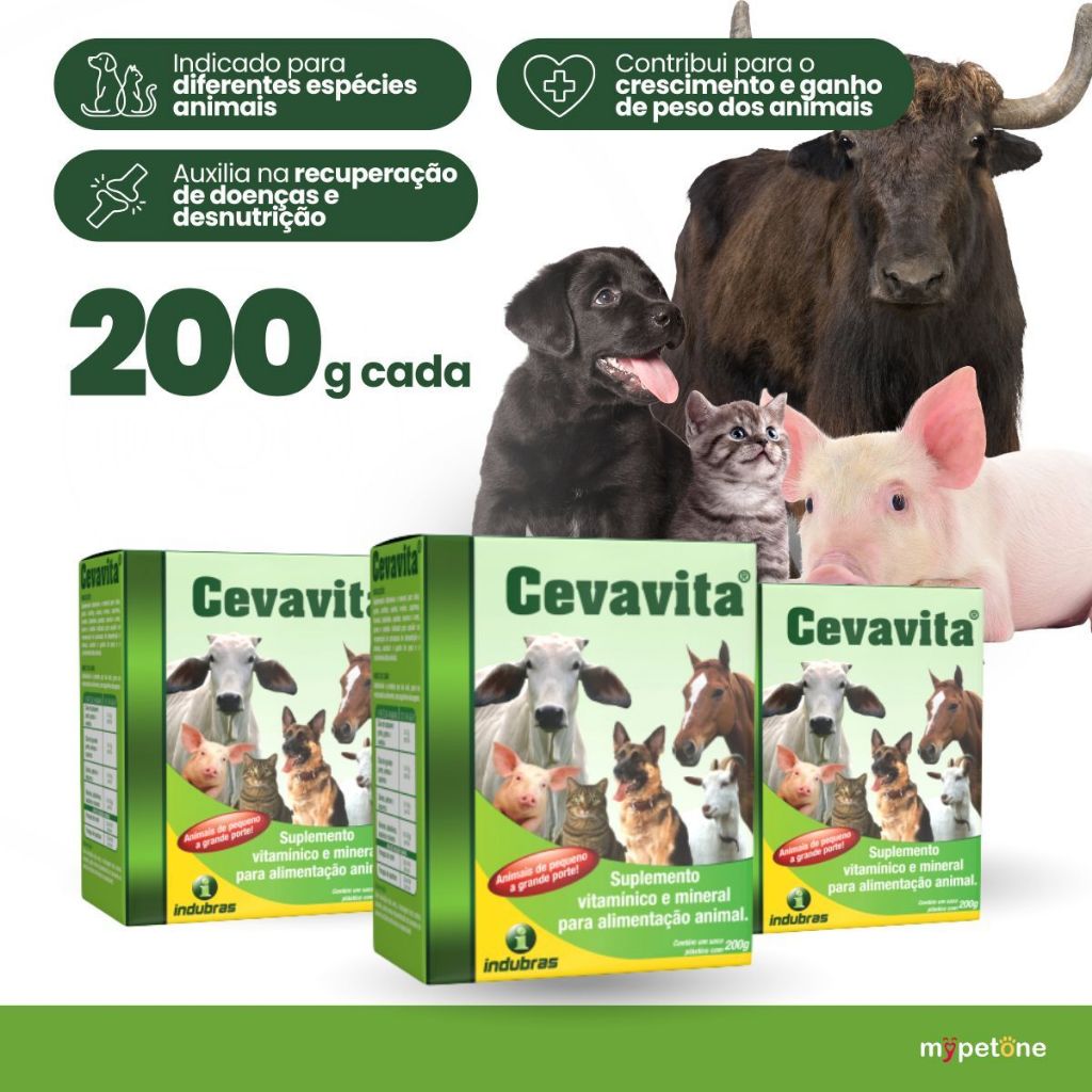 Kit 3 Cevavita Indubras 200g Suplemento Vitamínico e Mineral