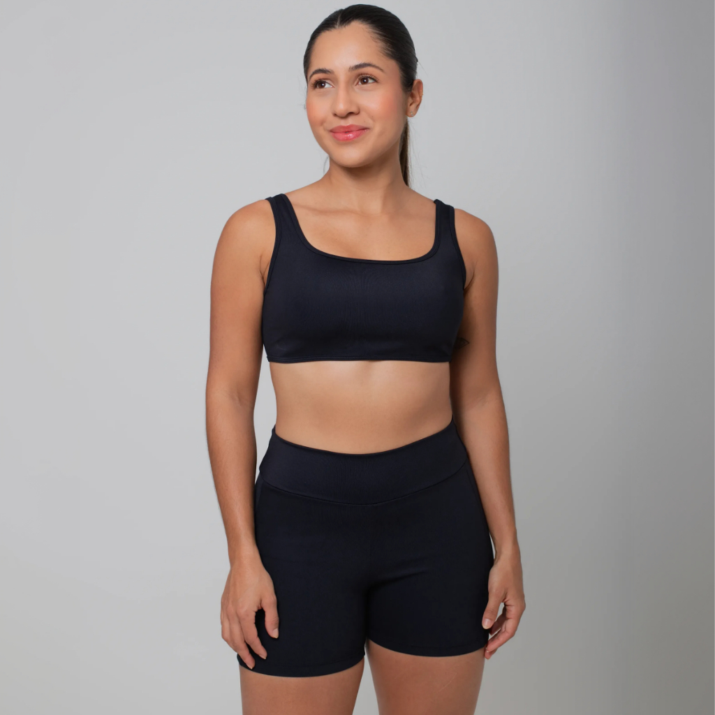 Conjunto Feminino Top e Short de Academia Sem Transparência Lançamento